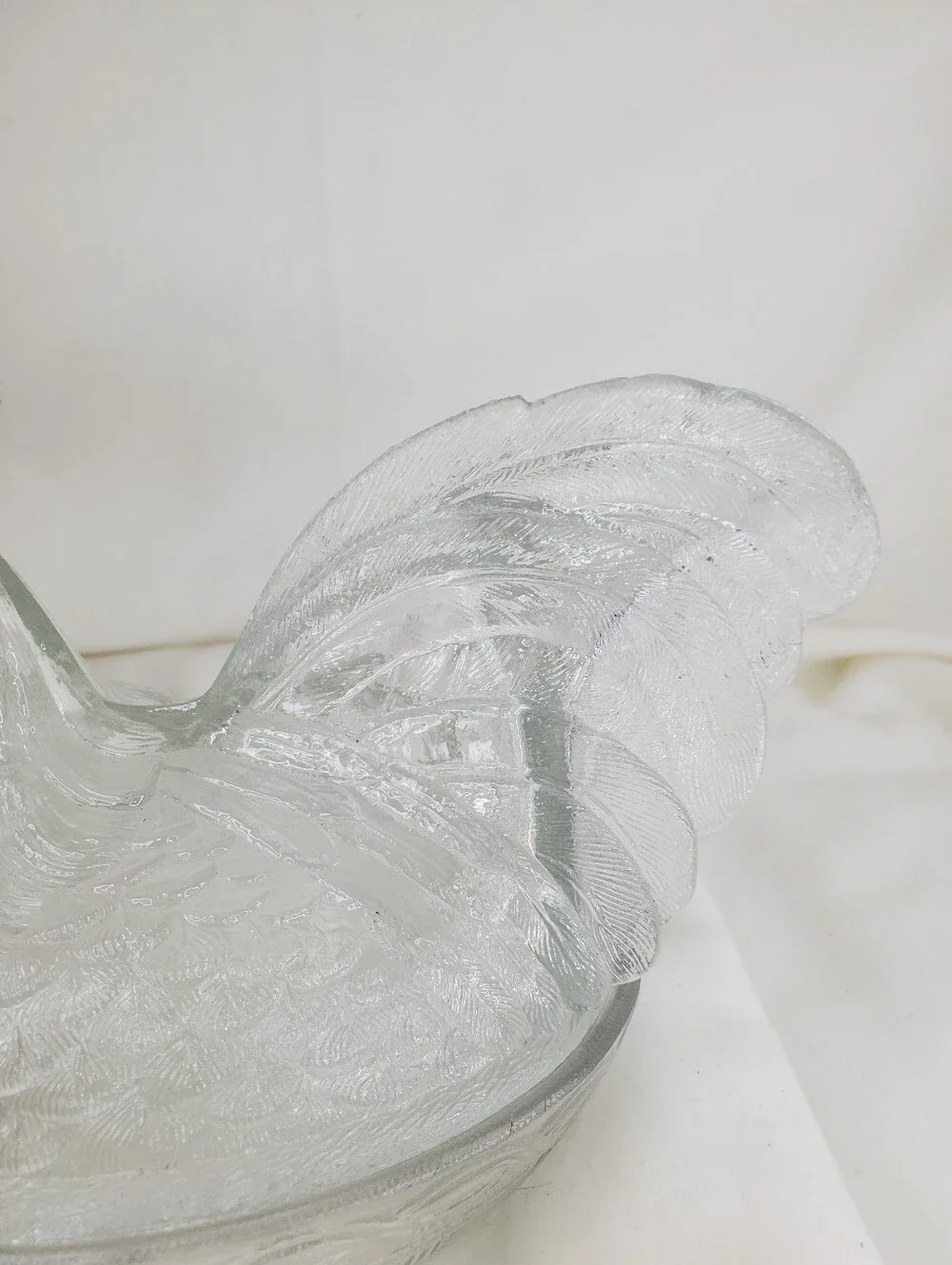 Westmoreland 1950s Glass Rooster on Nest Dish.
